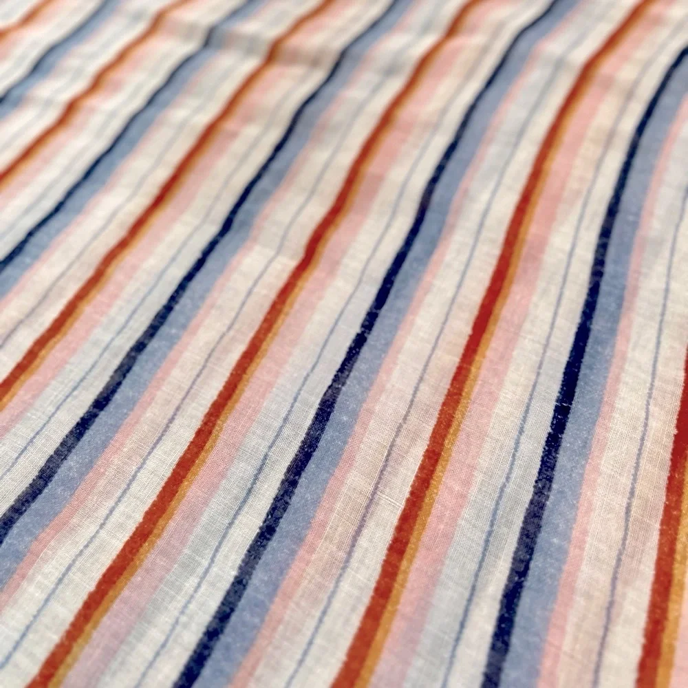 PREPPY Striped Infinity Scarf Head Wrap + Hair Tie - White Blue & Orange Stripes